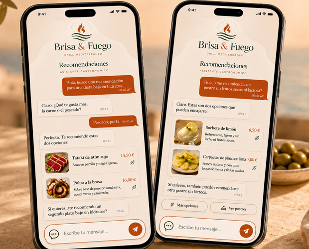 Personas en restaurante mirando el móvil